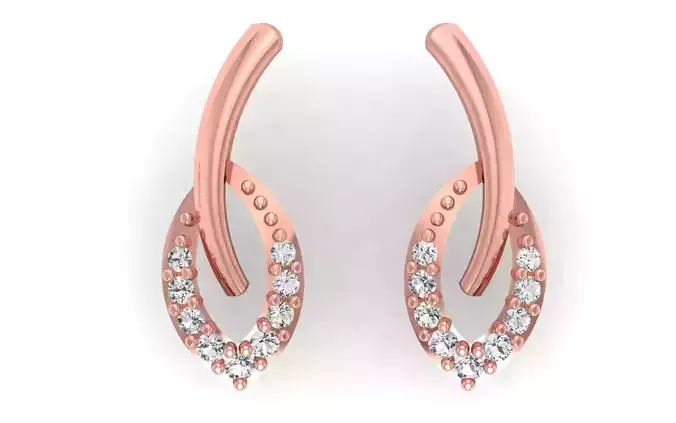 Women Solitaire Earring 3dm STL OBJ FBX Render Details