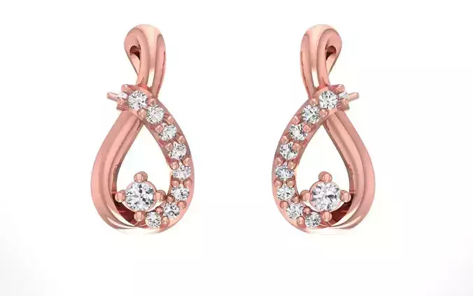 Women Solitaire Drop  Earring 3dm STL OBJ FBX Render Details 3D print model