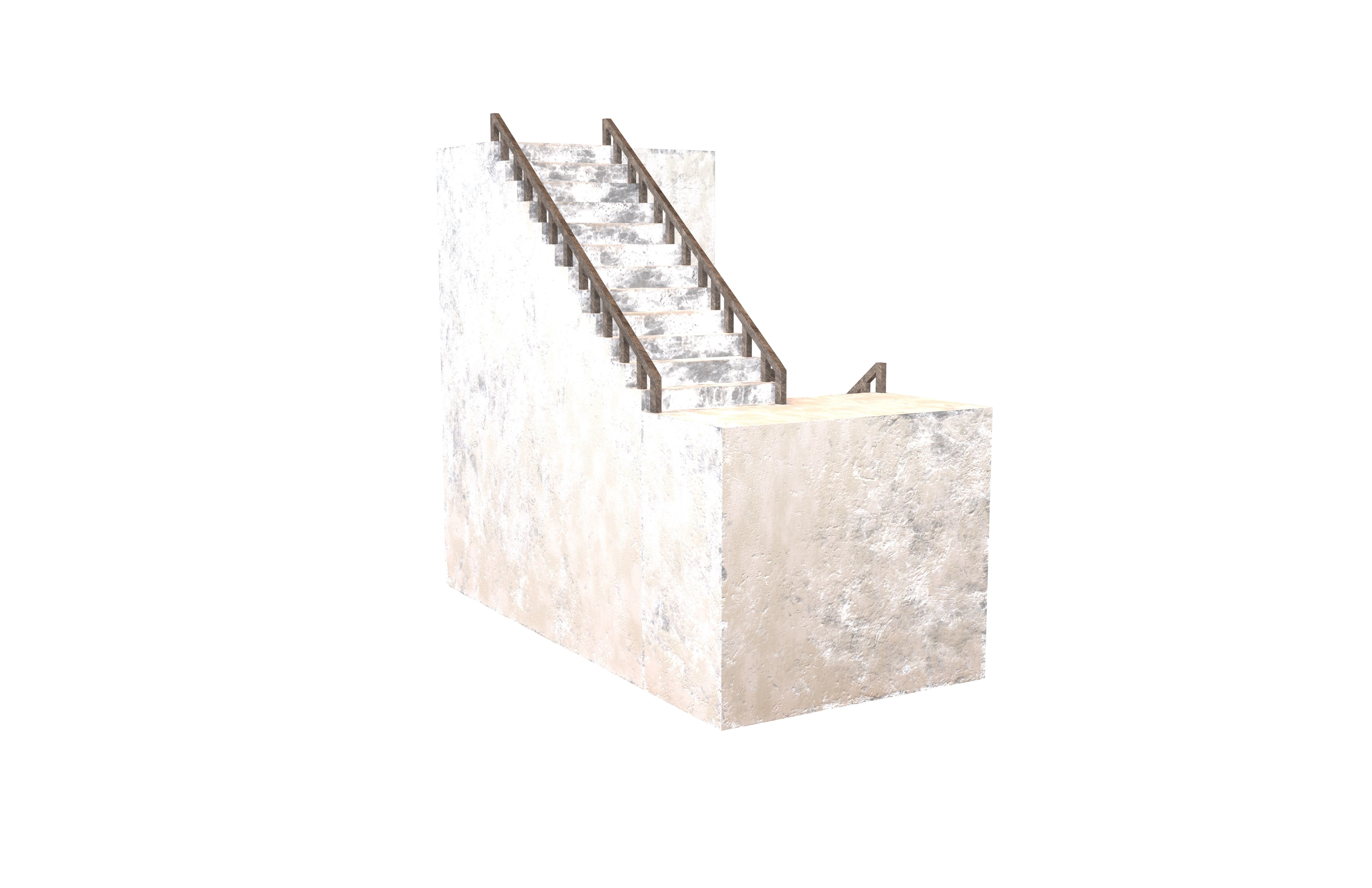 Stairs V1 002 Low-poly 3D model_1