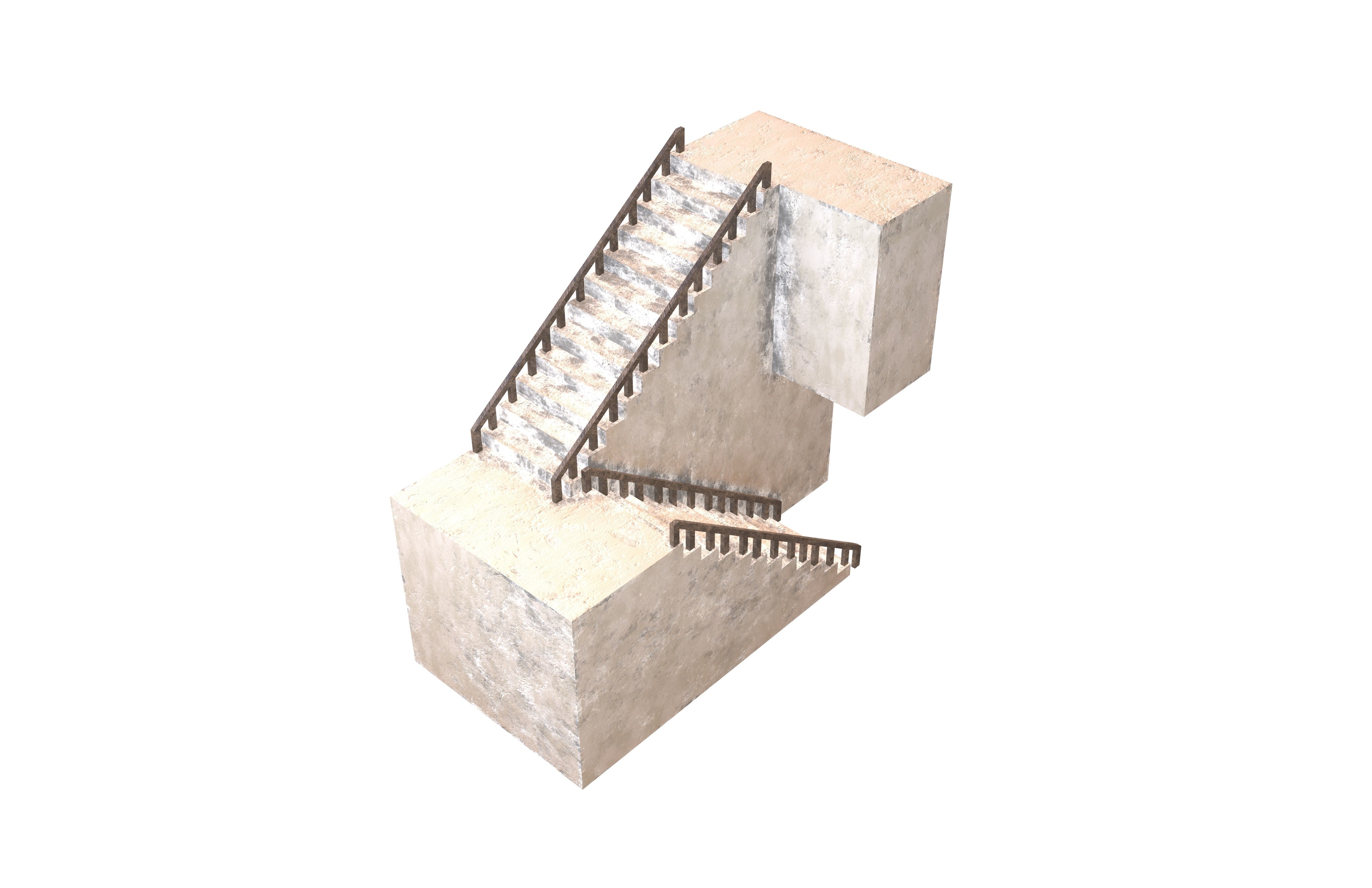 Stairs V1 002 Low-poly 3D model_2