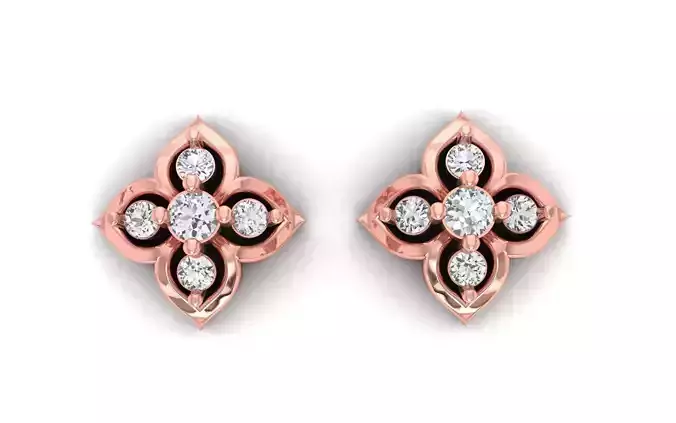 Women Stud Earrings 3dm STL OBJ FBX Renders Details
