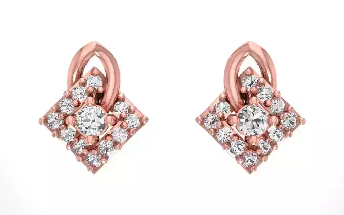 Women Solitaire Earring 3dm STL OBJ FBX Render Details