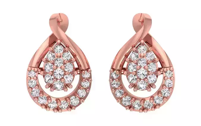 Women Solitaire Earring 3dm STL OBJ FBX Render Details
