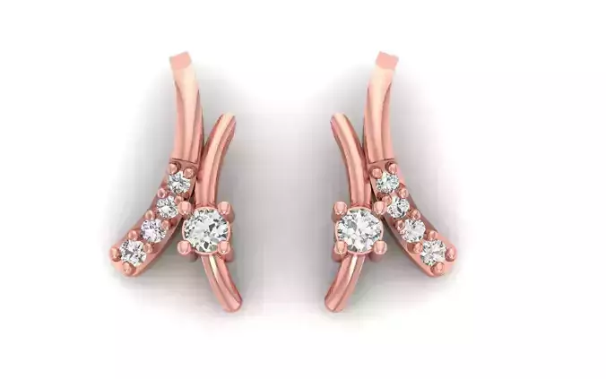 Women Solitaire Earring 3dm STL OBJ FBX Render Details