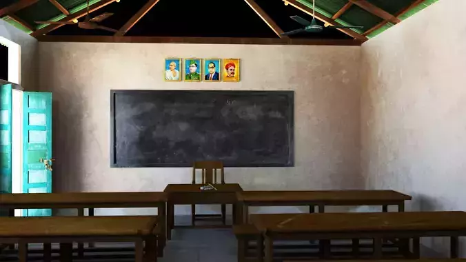 school class room interior 3d model