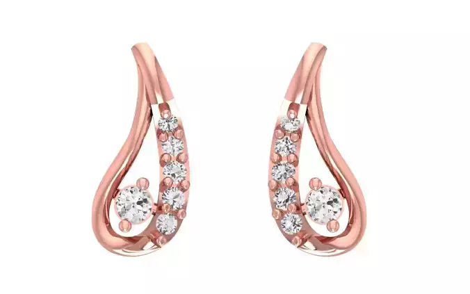 Women Solitaire Earring 3dm STL OBJ FBX Render Details
