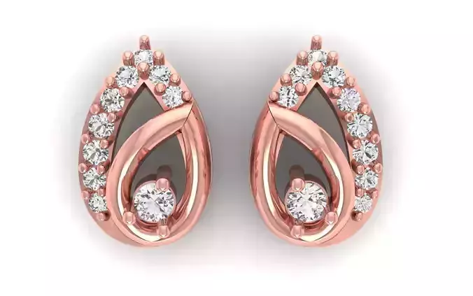Women Solitaire Earring 3dm STL OBJ FBX Render Details