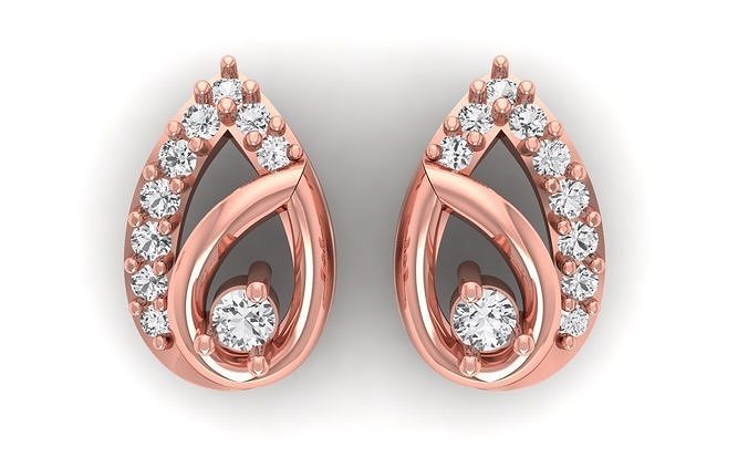 Women Solitaire Earring 3dm STL OBJ FBX Render Details 3D print model