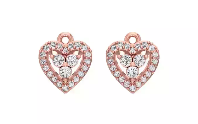 Women Solitaire Heart Earring 3dm STL OBJ FBX Render Details