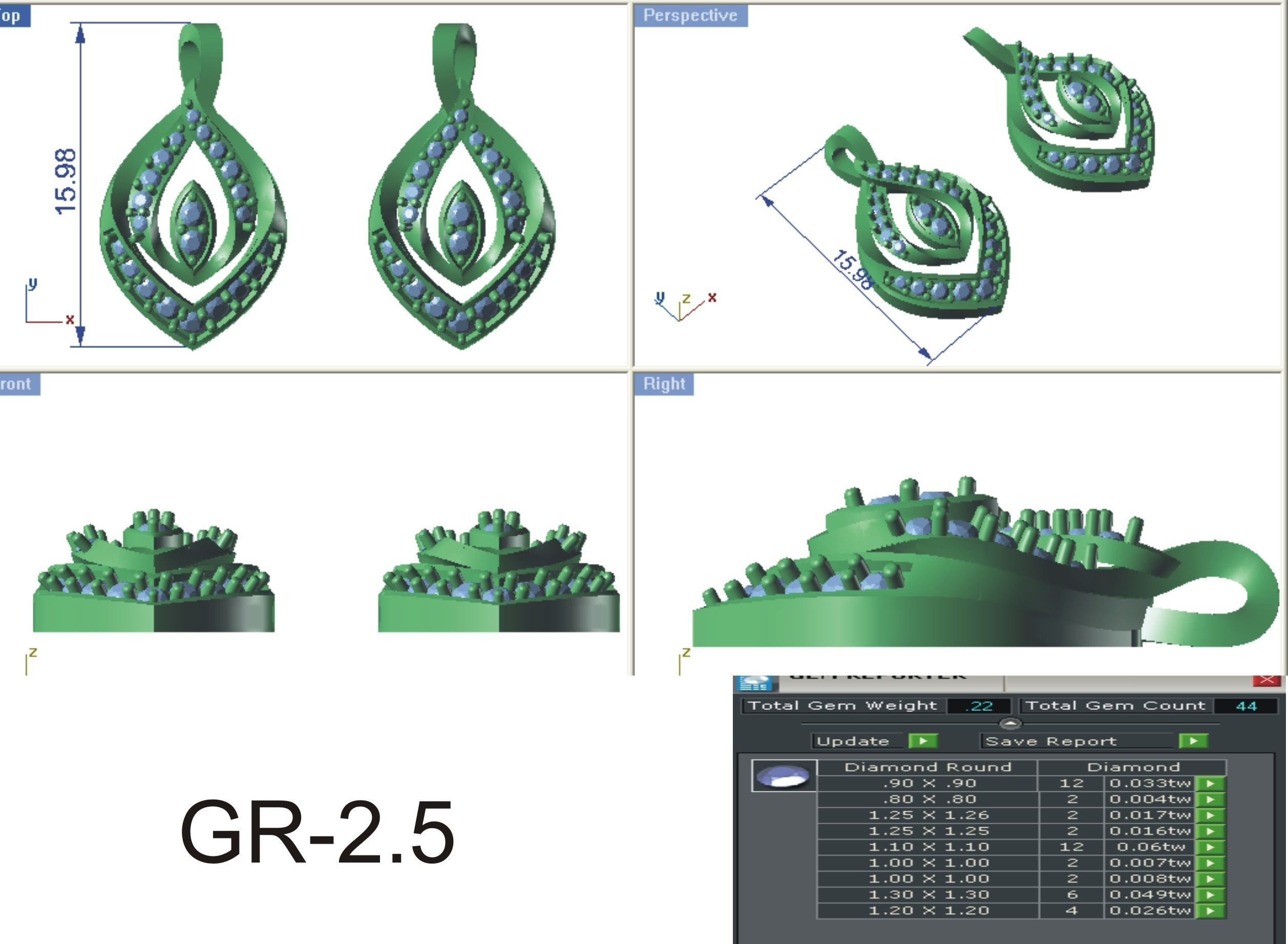 Women Solitaire Earring 3dm STL OBJ FBX Render Details 3D print model_3