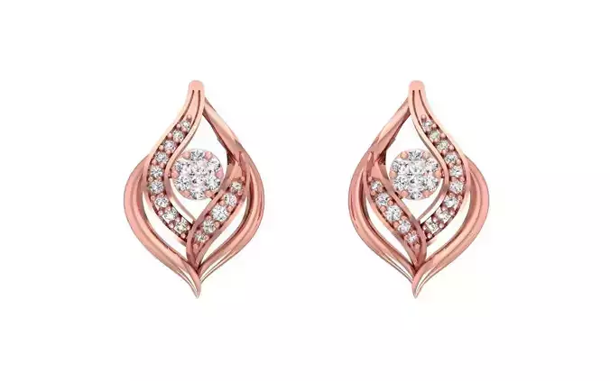 Women Solitaire Earring 3dm STL OBJ FBX Render Details