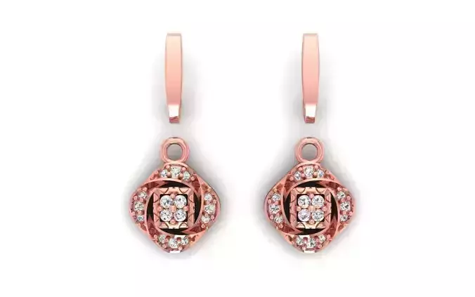 Women Solitaire Drop  Earring 3dm STL OBJ FBX Render Details 3D print model