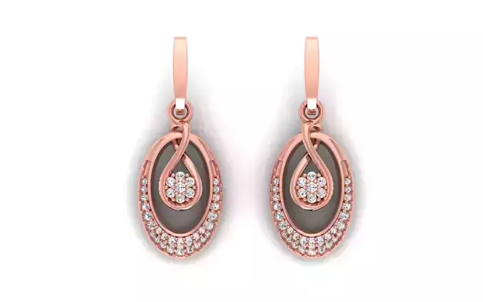 Women Solitaire Drop  Earring 3dm STL OBJ FBX Render Details 3D print model