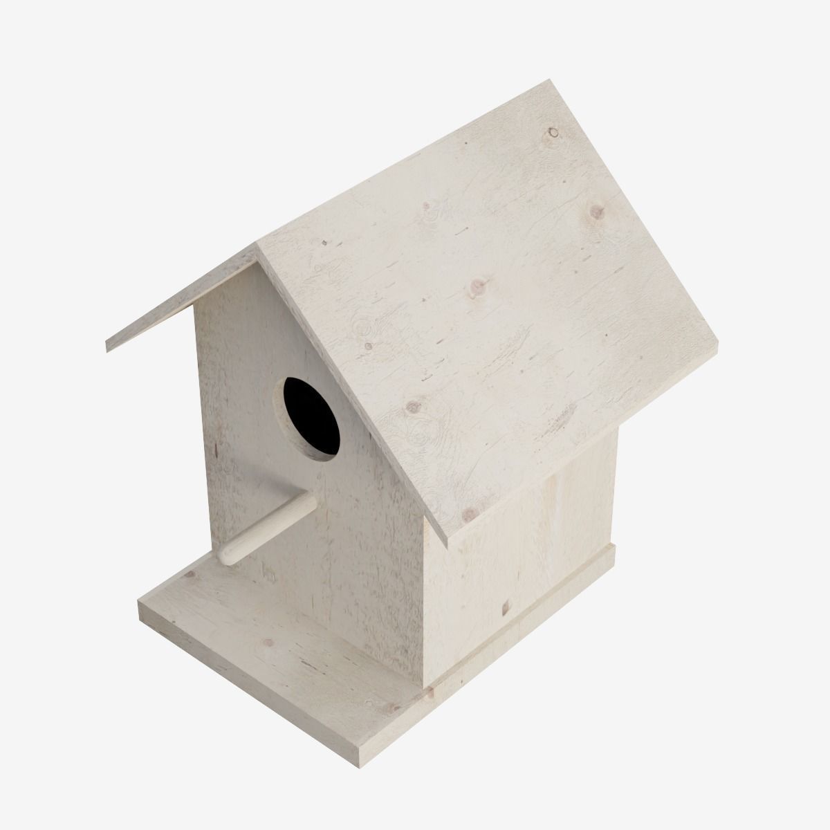 Wooden Birdhouse Low-poly 3D model_5