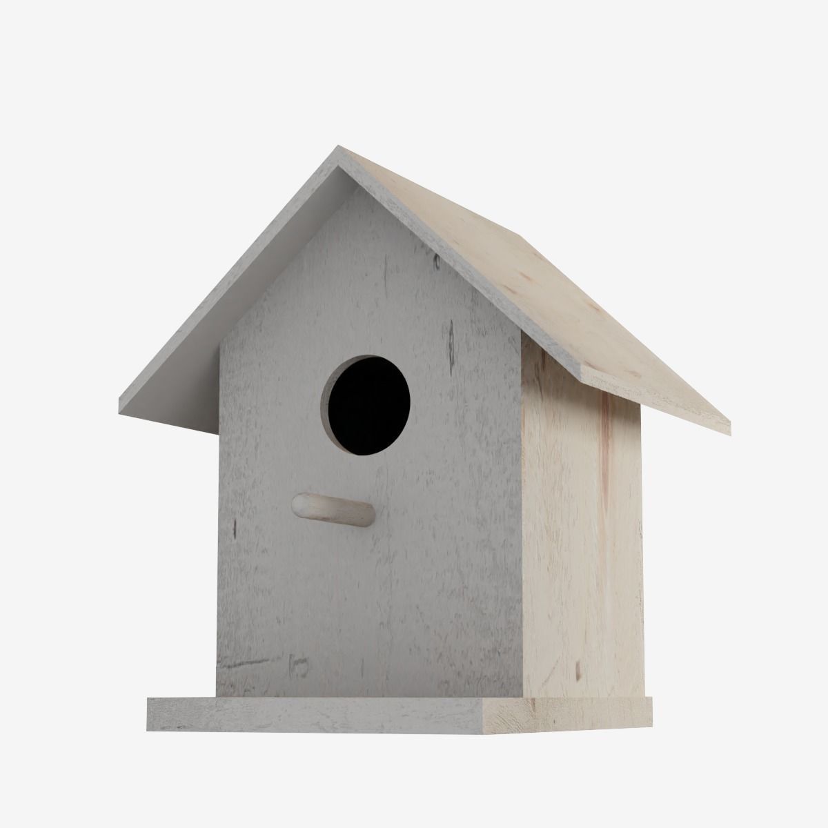 Wooden Birdhouse Low-poly 3D model_8