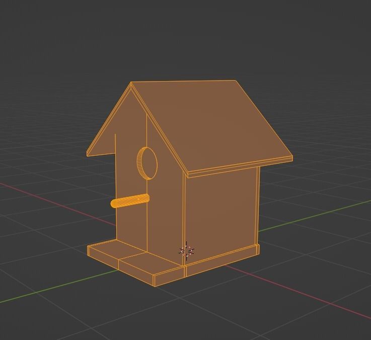 Wooden Birdhouse Low-poly 3D model_11