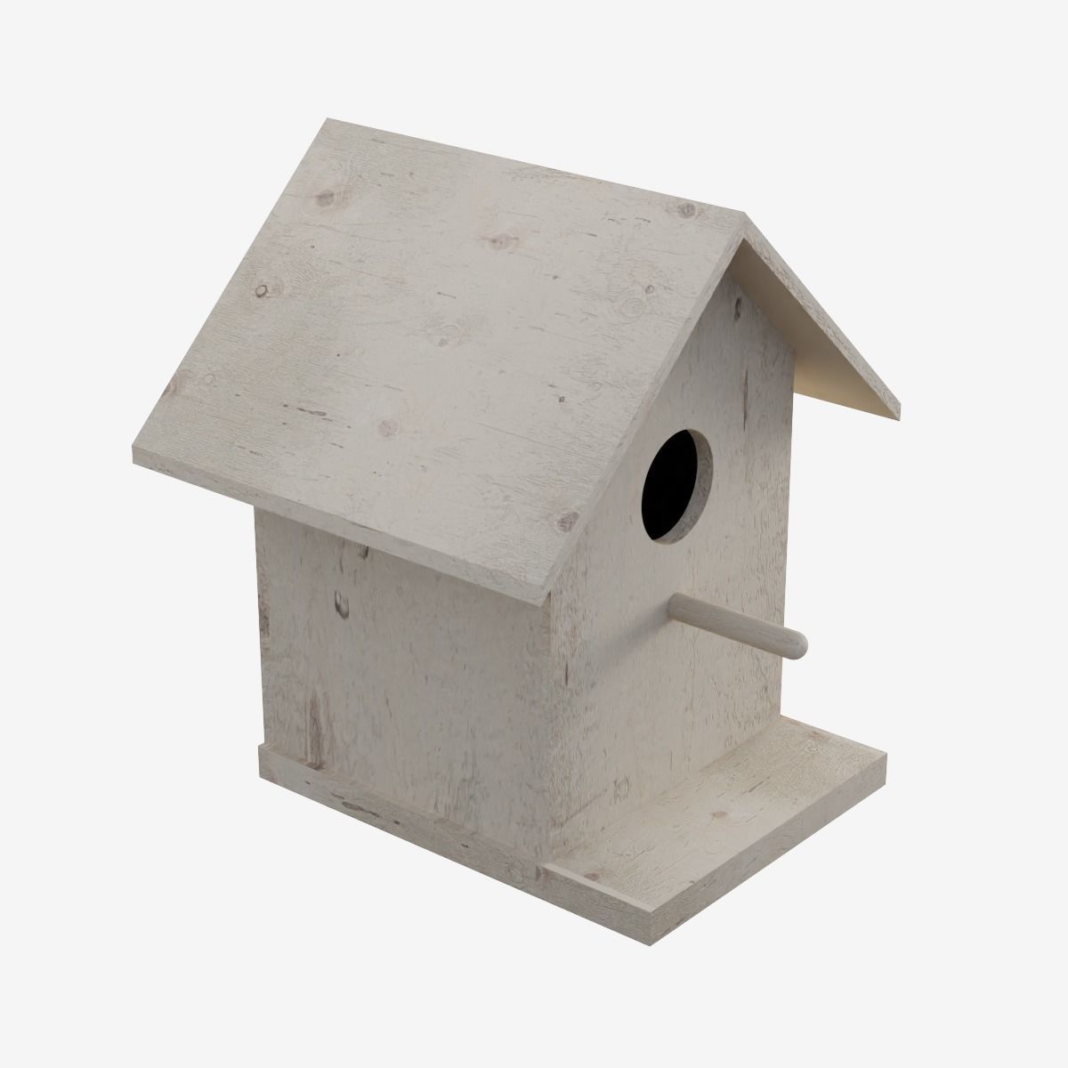 Wooden Birdhouse Low-poly 3D model_3