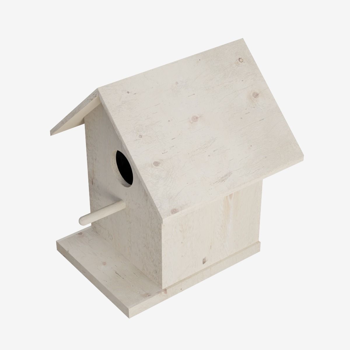 Wooden Birdhouse Low-poly 3D model_4