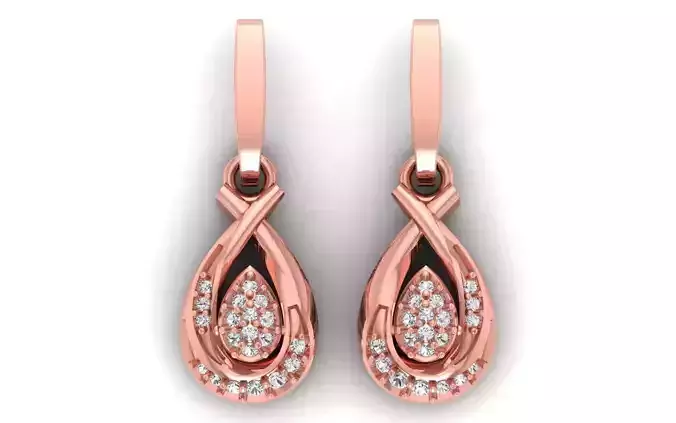 Women Solitaire Drop  Earring 3dm STL OBJ FBX Render Details 3D print model