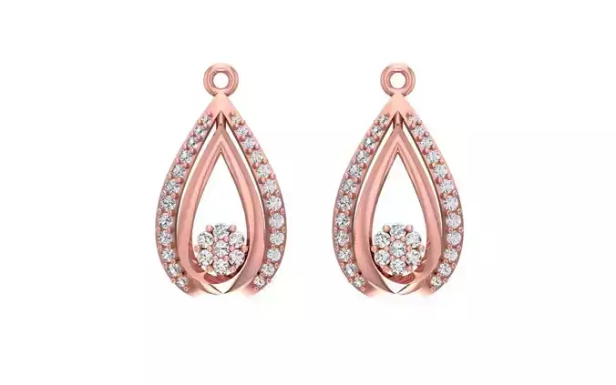 Women Solitaire Earring 3dm STL OBJ FBX Render Details