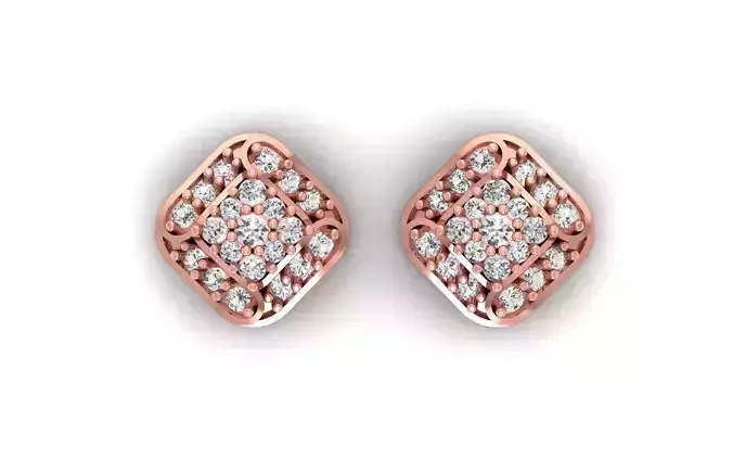 Women Stud Earrings 3dm STL OBJ FBX Renders Details