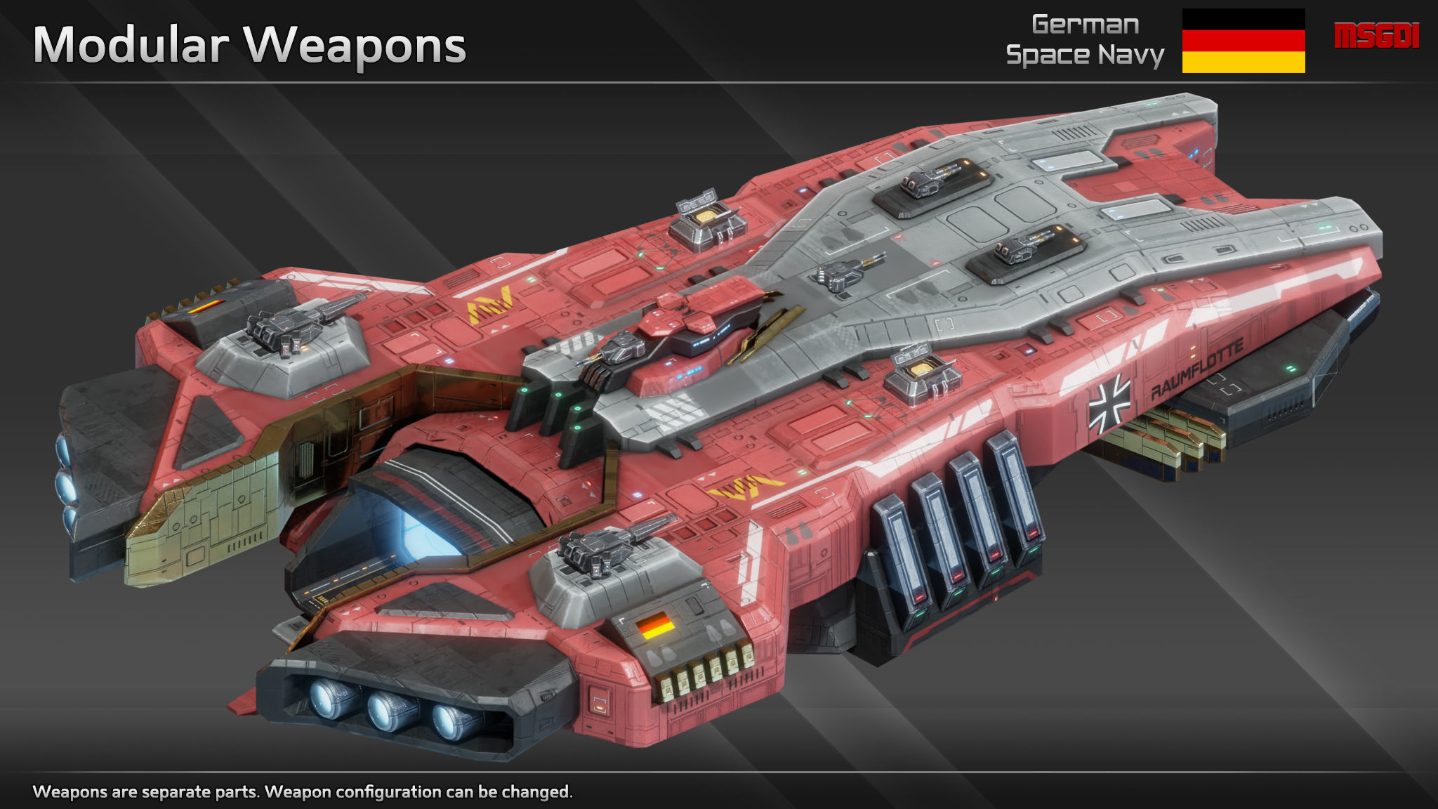 GSN Spaceship Bluecher Class Destroyer Low-poly 3D model_5