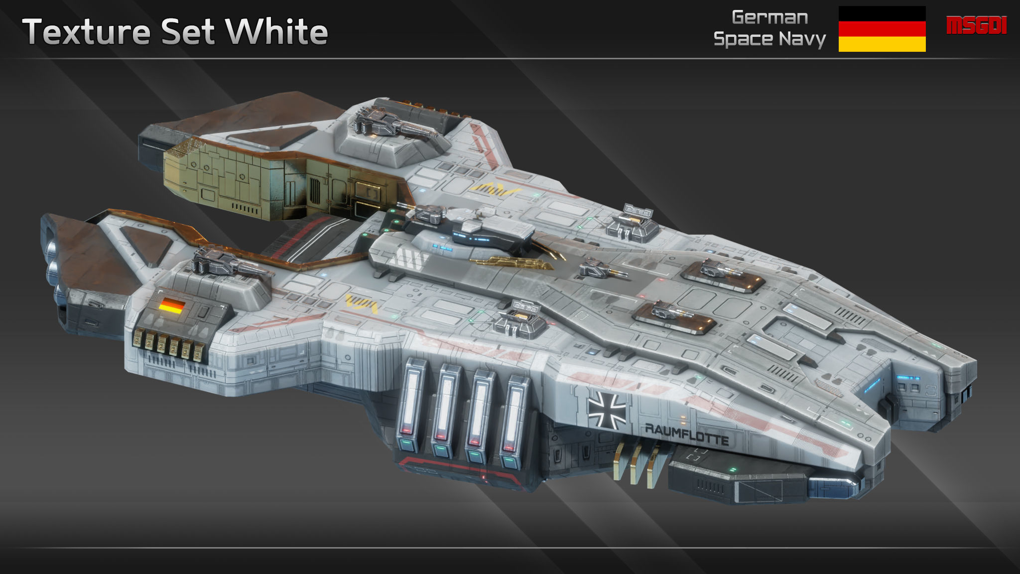 GSN Spaceship Bluecher Class Destroyer Low-poly 3D model_13