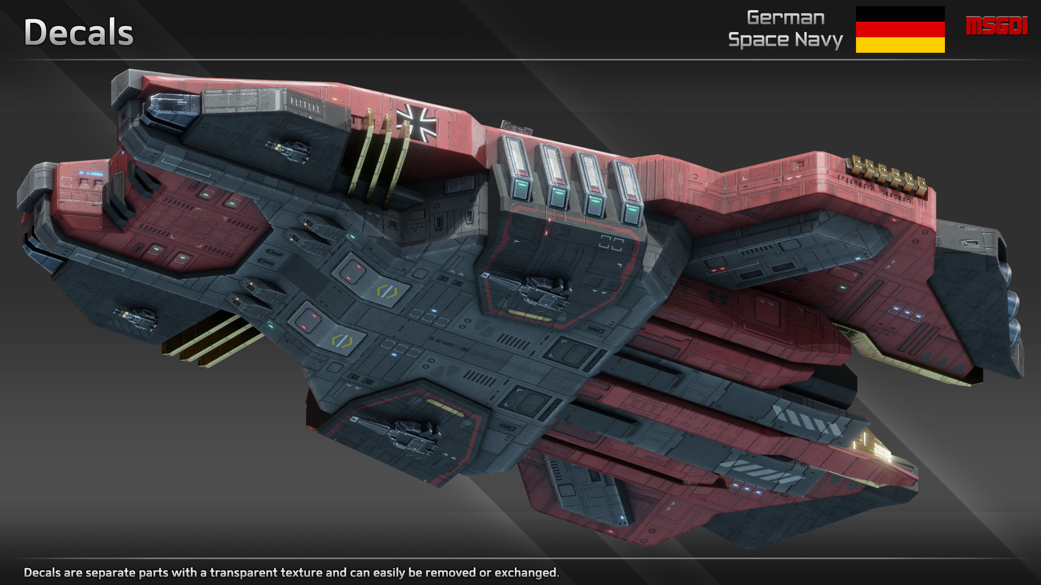 GSN Spaceship Bluecher Class Destroyer Low-poly 3D model_7