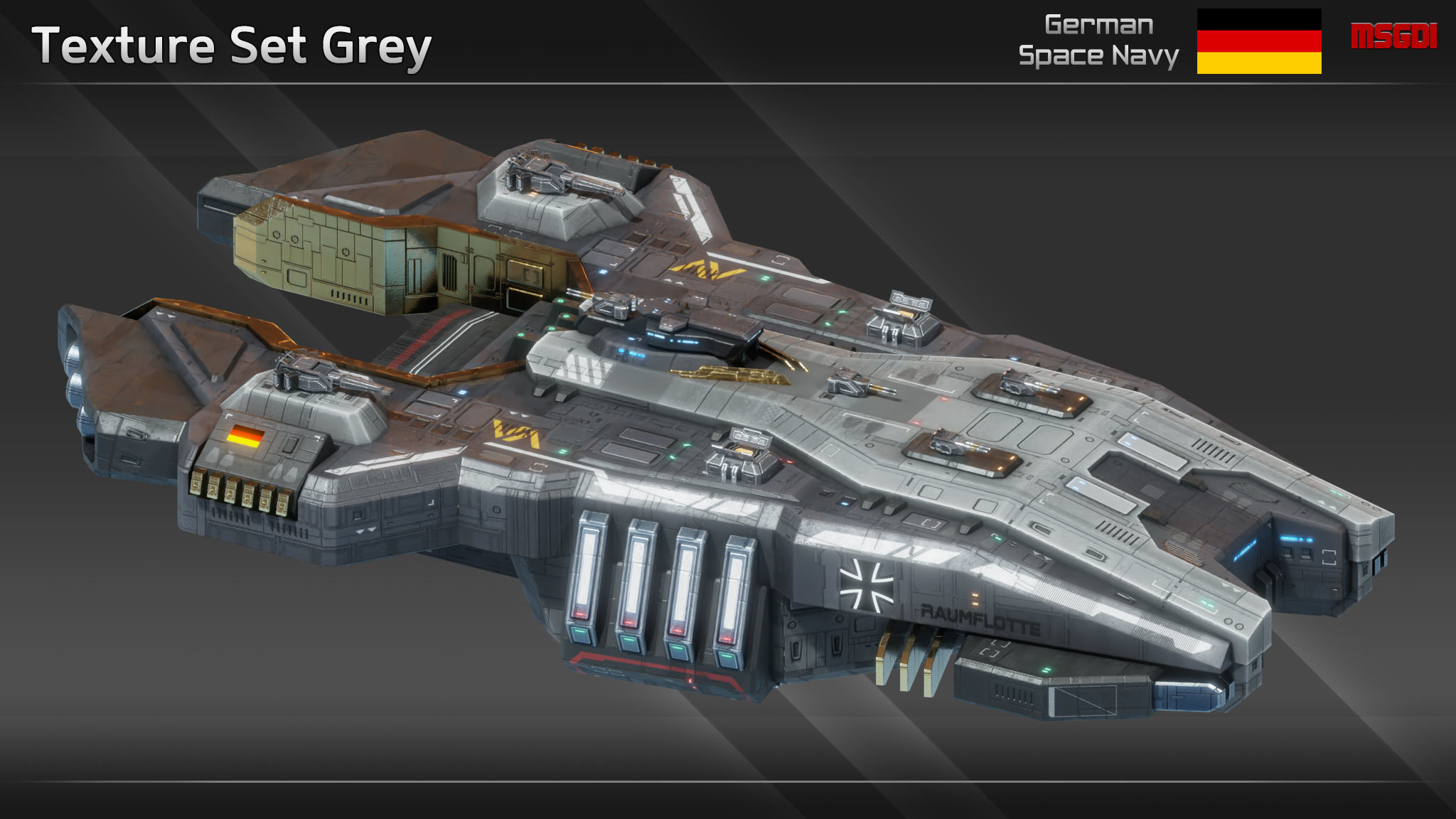 GSN Spaceship Bluecher Class Destroyer Low-poly 3D model_11