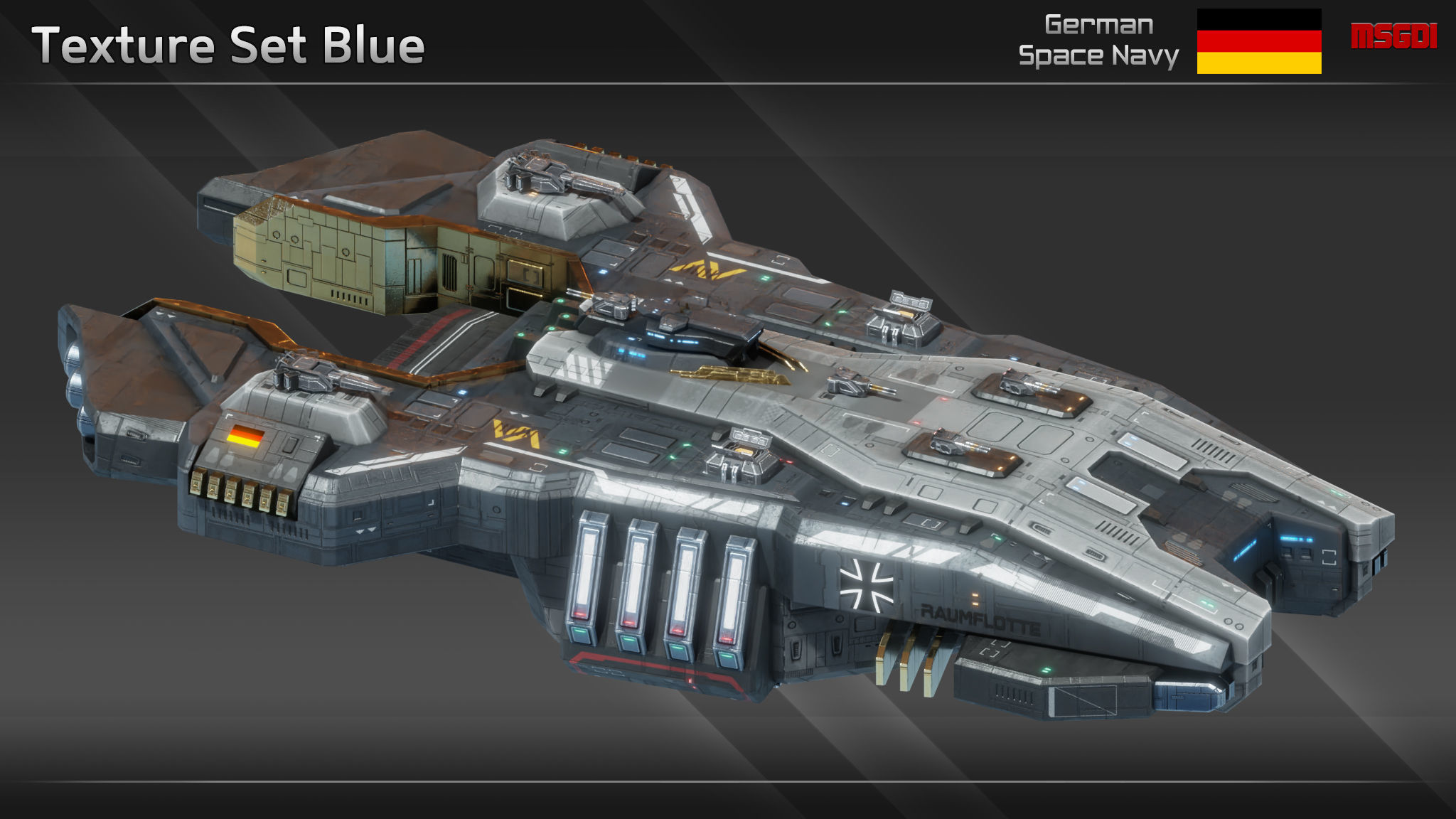 GSN Spaceship Bluecher Class Destroyer Low-poly 3D model_9