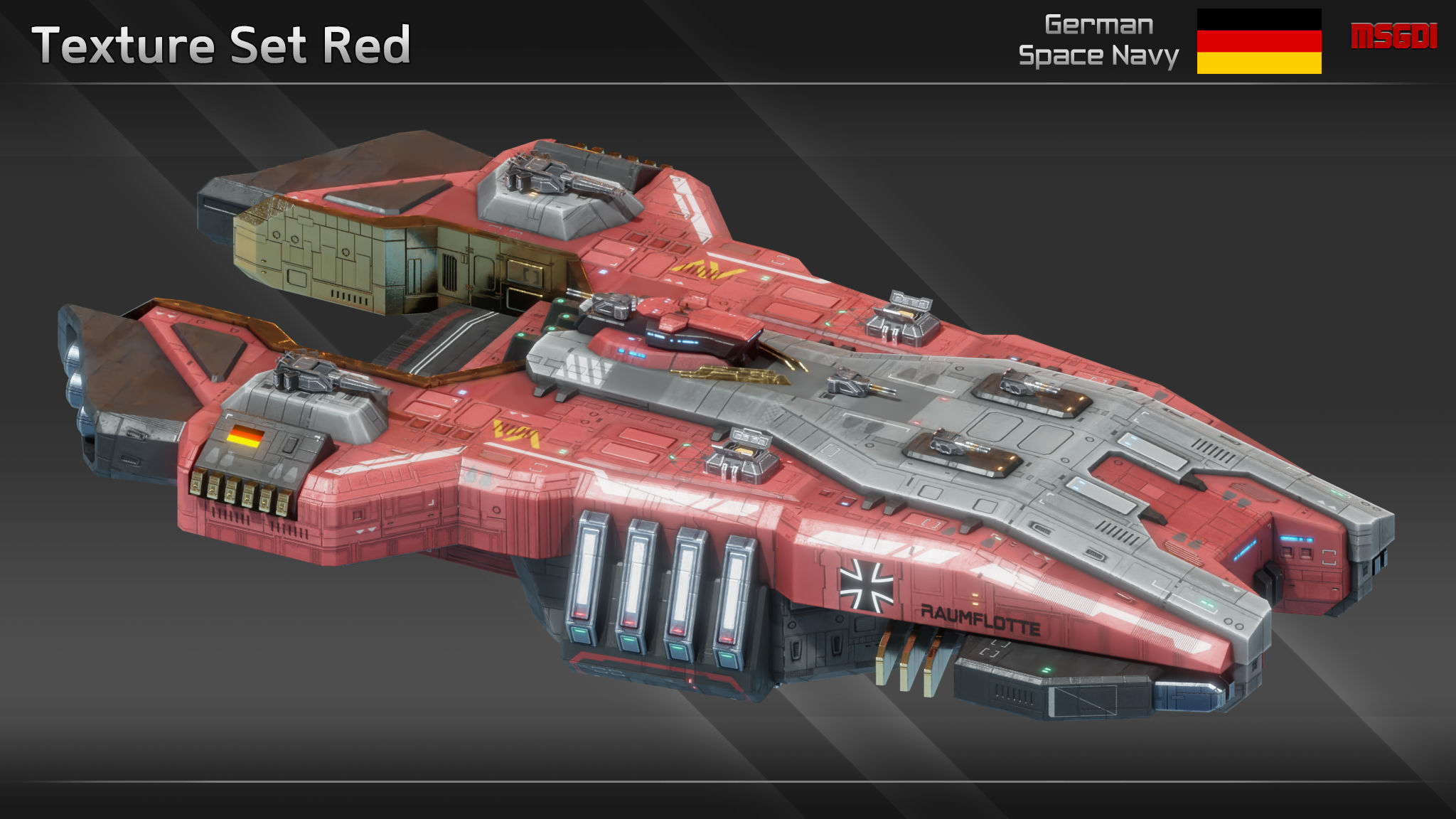 GSN Spaceship Bluecher Class Destroyer Low-poly 3D model_12