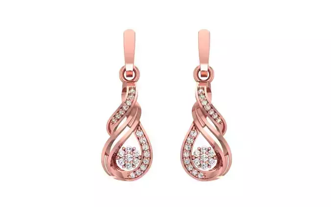 Women Solitaire Drop  Earring 3dm STL OBJ FBX Render Details 3D print model