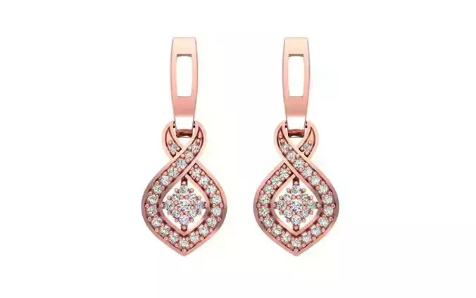 Women Solitaire Drop  Earring 3dm STL OBJ FBX Render Details 3D print model