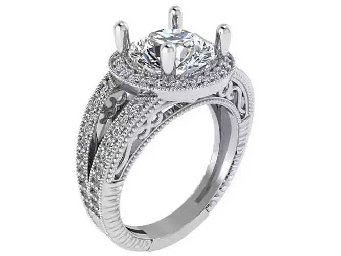 Big Diamond Stone Ring 1833 3D print model