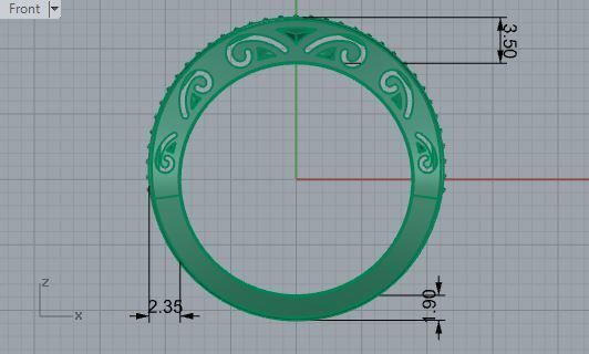 Ornament Diamod ring 1834 3D print model 3D print model_5