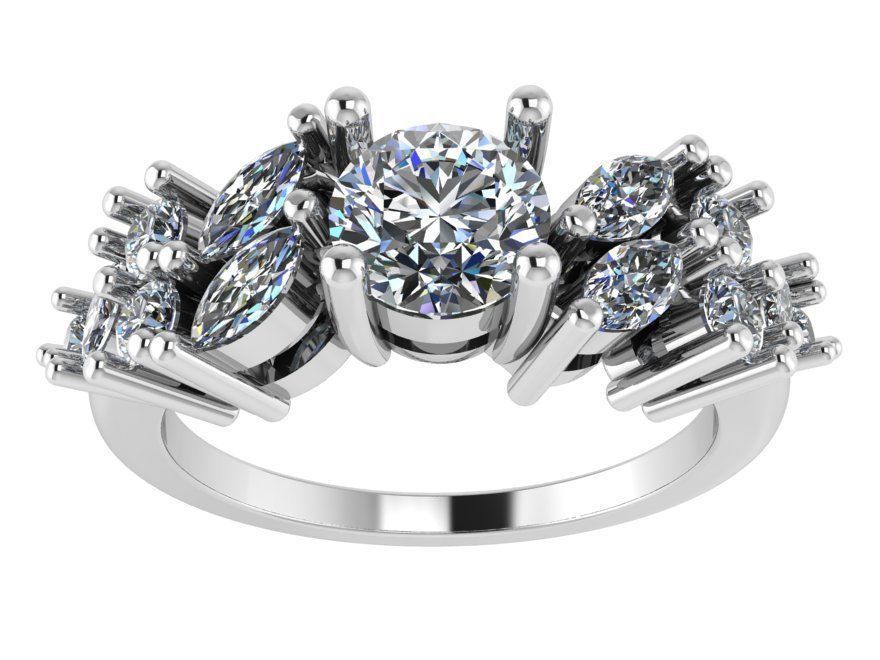 Round Diamond ring 1835 3D print model 3D print model_2