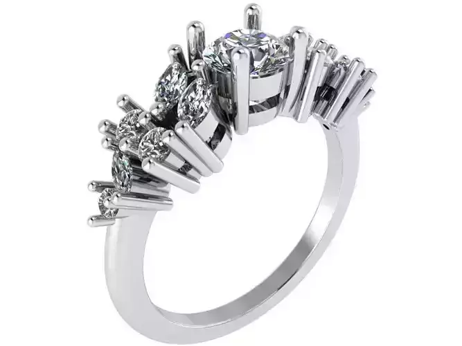 Round Diamond ring 1835 3D print model