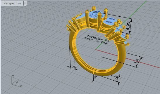 Round Diamond ring 1835 3D print model 3D print model_7