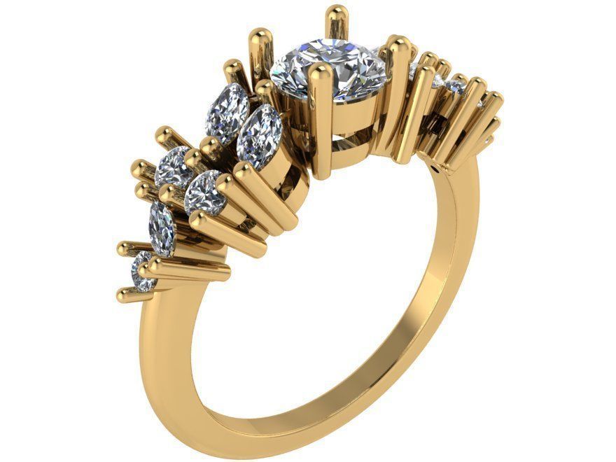 Round Diamond ring 1835 3D print model 3D print model_1