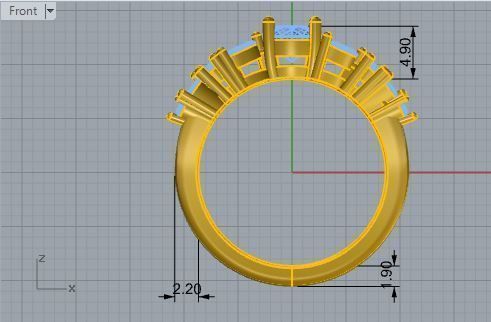 Round Diamond ring 1835 3D print model 3D print model_5