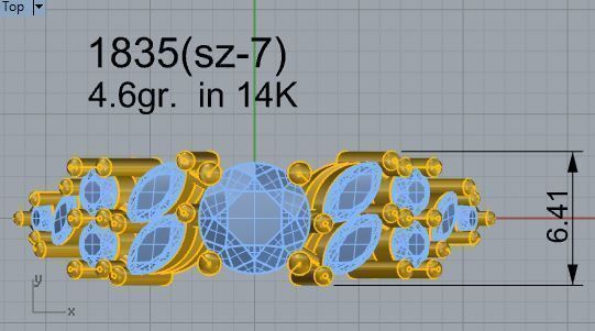 Round Diamond ring 1835 3D print model 3D print model_4