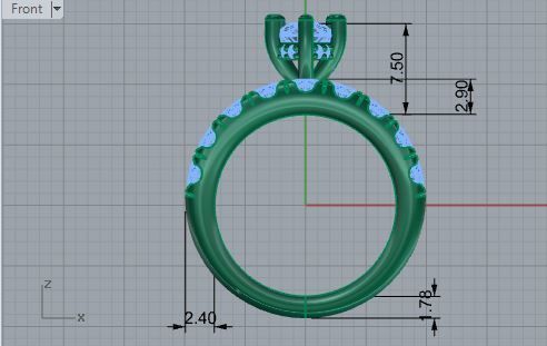 Round halo Diamond ring with band 1836 3D print model 3D print model_5