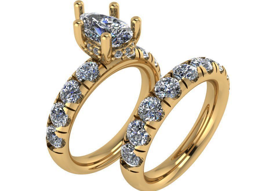 Round halo Diamond ring with band 1836 3D print model 3D print model_1