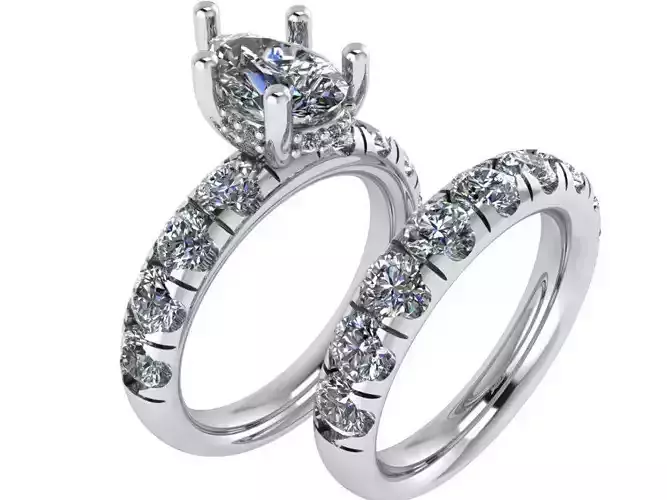 Round halo Diamond ring with band 1836  3D print model 