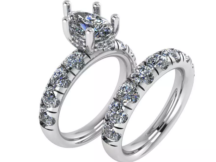 Round halo Diamond ring with band 1836 3D print model 3D print model_0