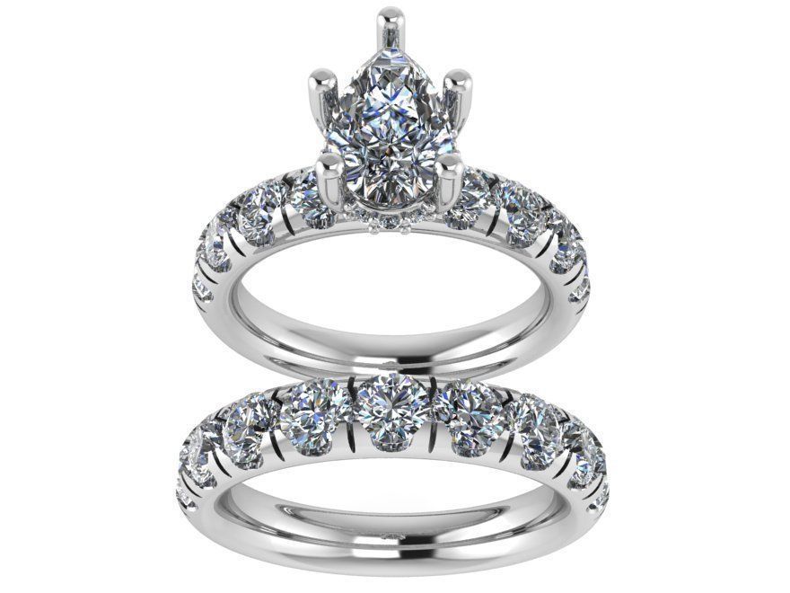 Round halo Diamond ring with band 1836 3D print model 3D print model_2