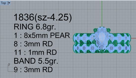 Round halo Diamond ring with band 1836 3D print model 3D print model_4