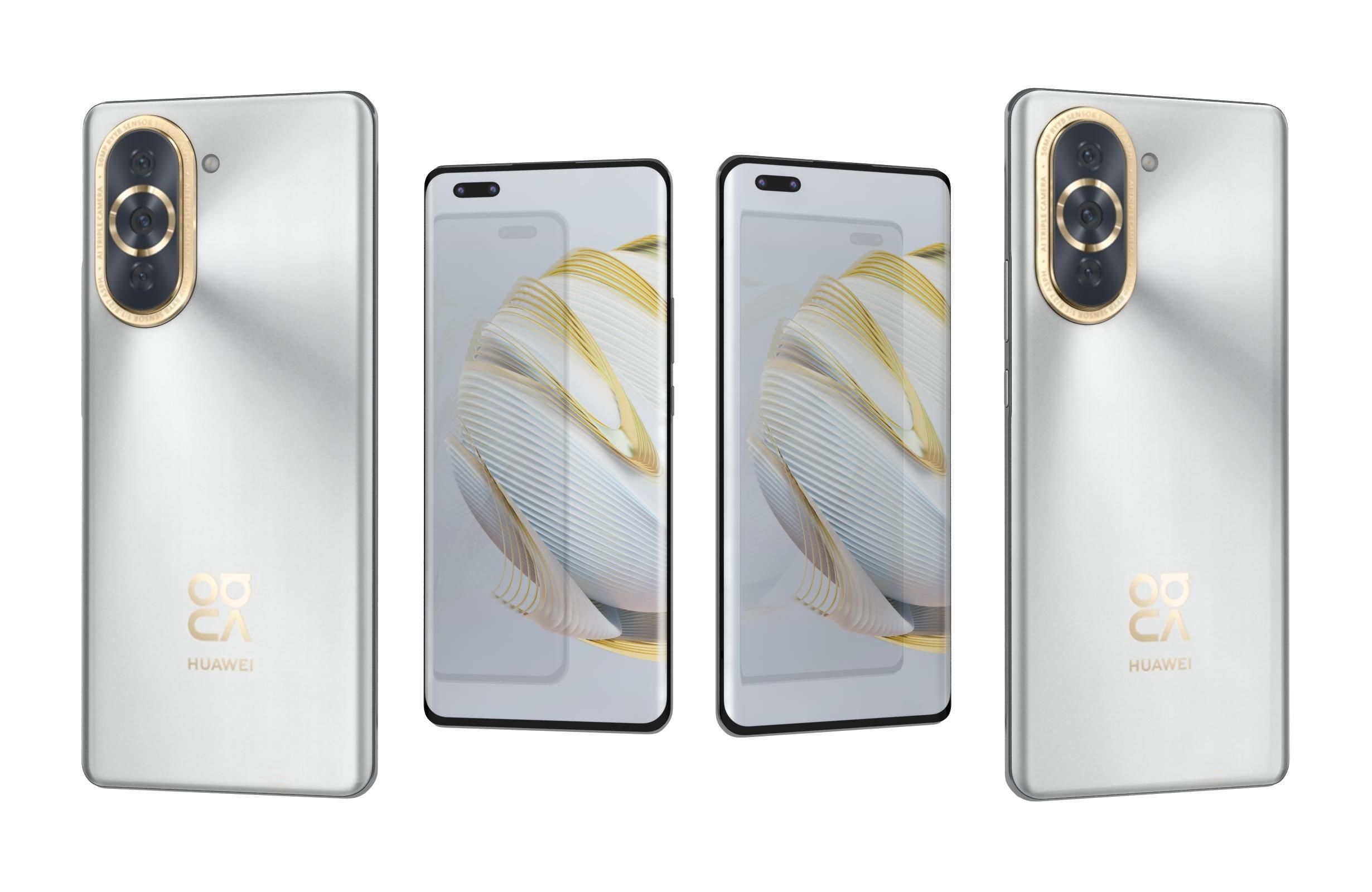Huawei nova 10 Pro White Low-poly 3D model_3