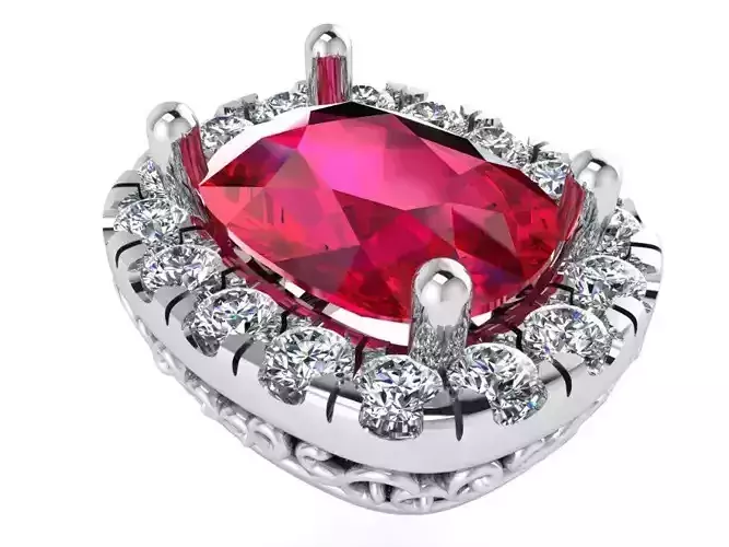Your Dream Pendant with Red Diamond stone 1837 3D Print model 3D print model