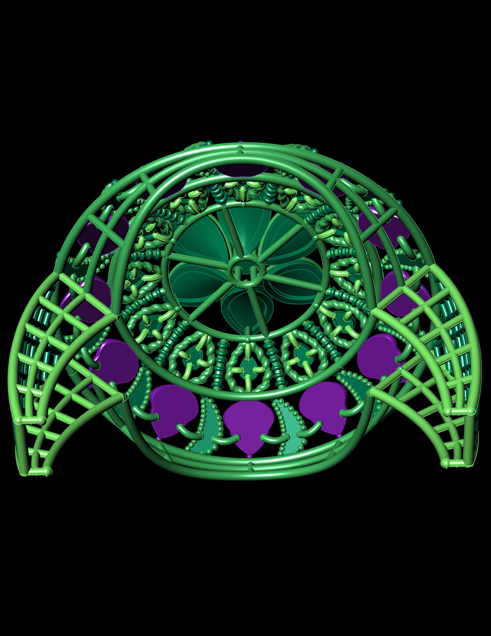 Traditional Indian Katak Gold Ring - 3D Print File  3D print model_3